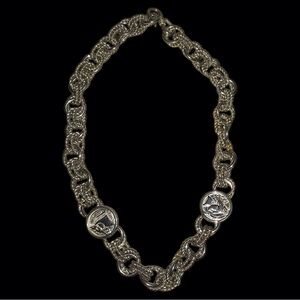 Monet Silver Coin Chain Necklace